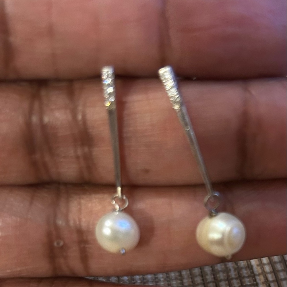 Vintage Real Elegant Pearl Drop Earrings